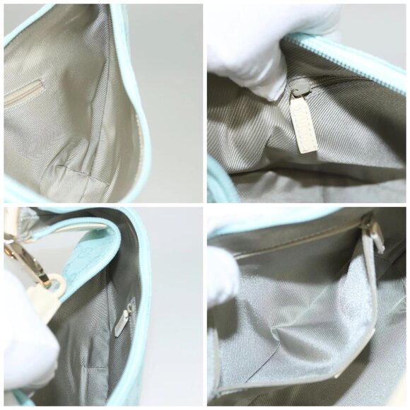 GUCCI GG Canvas Shoulder Bag Light Blue Gold - Picture 15 of 16
